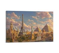 World Famous Monuments Wall Decor Poster Famous Landmarks Giclee Canvas Prints Modern Canvas Wall Art Picture Hanging for Office Gym Living Room Decor 08x12inch(20x30cm)