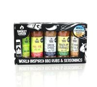 World Favourites BBQ Rub Gift Set, 5 x 100g Barbecue Seasoning Shakers, Greek Gyros (Greece), Piri Piri (Portugal), Jamaican Jerk Style (Jamaica), Brazilian Churrasco (Brazil), Chennai Masala (India).