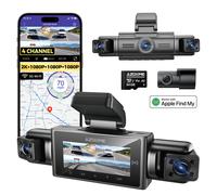 [World FIRST Apple FIND MY Dashcam] AZDOME M350 4 Channel 360 Full View Dash Cam Works with Apple Find My Dashcam Front 2.5K,1080P Rear Left Right Camera for Cars, IR Night Vision Built-in GPS with Fi