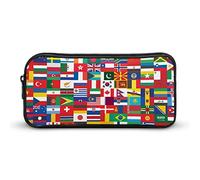 World Flag Cute Pencil Case Box Pen Pouch Travel Small Makeup Organize Storage Bag