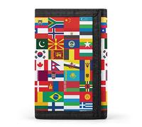 World Flag Trifold Wallet Front Pocket Holder Money Clip with 8 ID Credit Card Slots And Cute Psttern Design for Men Women