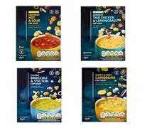 World Flavours Instant Cup a Soup 4 Pack Bundle - with Cuppa Soup Szechuan, British Brocolli and Stilton, Caribbean and Thai Lemongrass - 12 Servings Total - Delicious Flavour Mix Selection