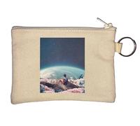 World from Outer Space Retro Style Poster Key Chain Coin Purse Beige