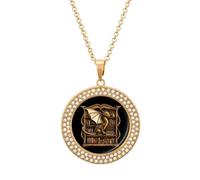 World Full Bookworms Be A Book Dragon-1 Pendant Necklace Round Diamond Necklace Golden-Color Jewelry Charms for Women