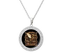 World Full Bookworms Be A Book Dragon-1 Pendant Necklace Round Diamond Necklace Silver-Color Jewelry Charms for Women