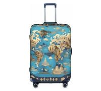 World Geography Map Luggage Cover, Protective Washable Suitcase Cover With Concealed Zipper Fits 18 To 32 Inch