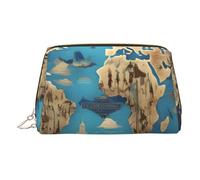World Geography Map Print Women Makeup Bag Cosmetic Travel Vanity Pouch Toiletry Everyday Essential Organizer