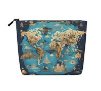 World Geography Map Versatile Travel Bag Makeup Bag Large Capacity Cosmetic Pouch Zipper Bag Toiletry Bag