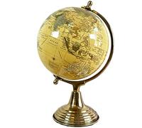 World Globe On Vintage Gold Stand Rotating Office Desk Atlas Map Ornament Gift