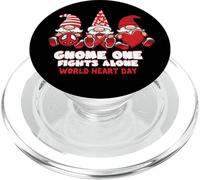 World Heart Day Gnome One Fights Alone Wear Red Ribbon PopSockets PopGrip for MagSafe