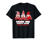 World Heart Day Gnome One Fights Alone Wear Red Ribbon T-Shirt