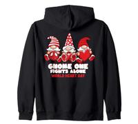 World Heart Day Gnome One Fights Alone Wear Red Ribbon Zip Hoodie
