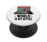 World Is My Office Digital Nomad Remote Work Theme PopSockets Adhesive PopGrip