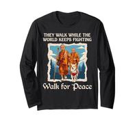 World Keeps Fighting Spiritual Monk Aloka Dog Walk for Peace Long Sleeve T-Shirt