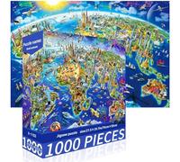 World Landmarks Jigsaw Puzzle,Global Map Puzzle for Adults,1000 PcsJigsaw Puzzles,Educational Games Brain Challenge Puzzles for Teens for Party Family Fun Birthday Gifts