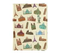 World Landscape Leather Passport Holder Cover Wallet Large Capacity Money Holder for Men Trip Essentials