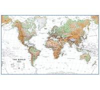 World Large White Ocean Physical Wall Map Paper