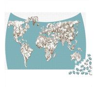 World Map 1000 Pieces Jigsaw Puzzles for Adults Festive Gifts Family Challenging Educational Challenge Home Decoration for Adults Gifts Ideas 1000pcs (75x50cm)