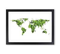 World Map (4) Framed Print | A2 Black Framed Wall Art | Ready to Hang | Modern Map Picture | Living Room Bedroom Lounge Office