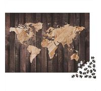 World Map 71 Adult Jigsaw Puzzle, 1000 Pieces, 38x26cm/1000pcs, Easy to Continue on Another Evening; Low-dust White Cardboard Pieces