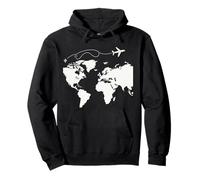 World Map Airplane Travel Wanderlust Explorer Art Design Pullover Hoodie