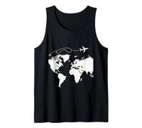World Map Airplane Travel Wanderlust Explorer Art Design Tank Top