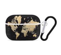 World Map Airpod Pro Case Cover Wireless Earbuds Case Protective Cover with Keychain Compatible with AirPods 1st & 2nd Generation Full Protective, Front LED Visible White