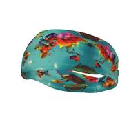 World Map Athletic Gear Unisex Headband,Women's No-Slip Sweat-Wicking Headband for Exercis e and Yoga,