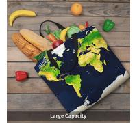 World Map Basic Models Tote Bag With Zipper With Inner Pockets,Laptop Work Tote Bag For Sport,Travel