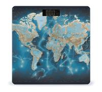World Map Bathroom Scale for Body Weight with High Precision Large LCD Backlight Display Digital Weighing Scale with BMI Capacity Up to 180kg