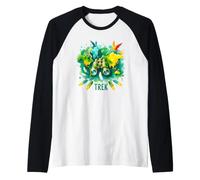 World Map Binoculars Trek Explorer Nature Wanderer Raglan Baseball Tee
