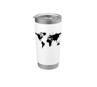 World Map Black Silhouette Countries Continents Stainless Steel Insulated Tumbler
