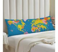 World Map Body Pillow Case 20x54 Throw Pillow Cover with Hidden Zipper Breathable & Cozy Full Long Pillowcase Protector Spring Easter Cover for Sleeping Bedroom Couch Sofa Decor