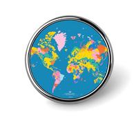 World Map Brooch Pins Lapel Pins for Men Women Badge Button Cover Decorative Jewelry Charms for Hats Bags Backpacks Suits Shirts Scarves Clothing Accessories Banquet Wedding Gift