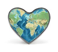 World Map Button Pin Round Badge Travel Metal Pinback for Hat Backpack Clothing Gift