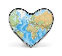 World Map Buttons Pin Memorial Boutonniere for Wedding Groom Bride, Customize Lapel Heart Pin for Christmas, Men Women Costume Decorative Fashionable Brooches