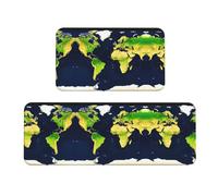 World Map Christmas Kitchen Mats, 2pcs Cushioned Kitchen Mats for Floor, Non Slip Mat for Kitchen, Floor