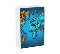World Map Cigarette Case for Gift, Flip Smoking Boxes for Men Women, Waterproof Cigarette Holder Case, Portable Cigarette Box for Business, Travel, Outdoor