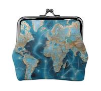 World Map Coin Purse for Women, Small Card Holder PU Leather Change Pouch, Kiss Lock Coin Pouch Mini Portable Party Cosmetic Bags Vintage Card Wallets for Cash Key