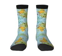 World Map Color-Clash Mid-Calf Socks - Bold Full-Print Design With Black Toe Contrast For Unmatched Style And Comfort