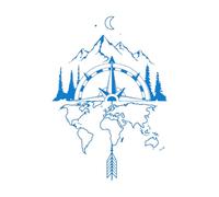 World Map Compass Camper Rv Wall Sticker Travel Mountain Moon Forest Arrow Motorhome SUV Adventure Wall Decal Camping Extra Large - 58x84cm