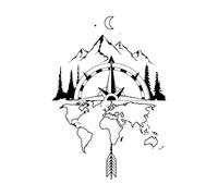 World Map Compass Camper Rv Wall Sticker Travel Mountain Moon Forest Arrow Motorhome SUV Adventure Wall Decal Camping Small - 29x42cm