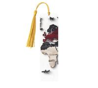 World Map Detailed Worldwide Unique Double-Sided Artwork Printed Wooden Bookmarks, Artistic Book Accessories Birthday Presents for Men Women Presents for Book Lovers