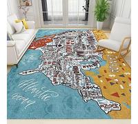 World Map Dinosaur Animals Area Rugs, United States Map America Travel Indoor Non-Slip Kids Rug, for Living Room Bedroom Kitchen Dining Room Home Office Floor Rug,3 x 4ft