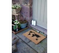 World Map Doormat - Regular 60x40cm Artsy Mats Black 40cm x 60cm