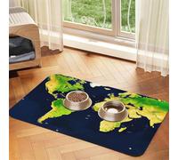 World Map Durable Pet Absorbent Tablecloth Non-Slip Dining Pad For Dog Cat Food Water Bowls Feeder Mat