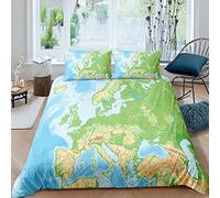 World Map Duvet Cover Geography Print Theme Bedding Set For Kids Boys Girls Children Map Comforter Cover Ultra Soft Decor Educational Bedspread Cover Double Zipper Boys