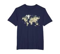 World Map Educational Animals Earth Geography Art T-Shirt, Men's Big and Tall, Navy Blue, 2X Tall
