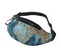 World Map Fanny Pack for Men Women, Waterproof Sports Waist Bag Fashion Belt Bag Crossbody Bags Hip Bum Bag with Adjustable Strap Large Sling Bag Purse for Travel Hiking