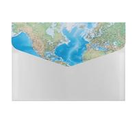 World Map File Folder, Plastic Accordion File Folders with 6 Pockets, Expanding File Organizer with Snap Closure, Portable Document Paper Organizer, Office Supplies Filing Folders